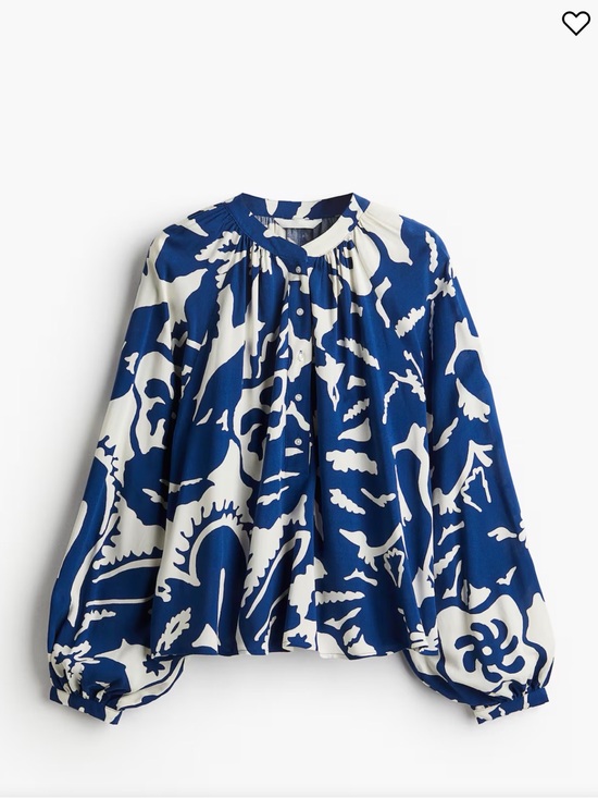 H&M Tops - H&M Navy and White Bold Floral Peasant Top